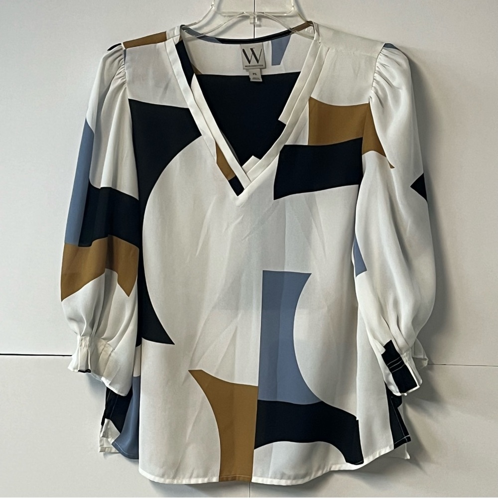 Worthington 3/4 Sleeve Ruffle Shirt Blouse Top. Size PS Petite Small